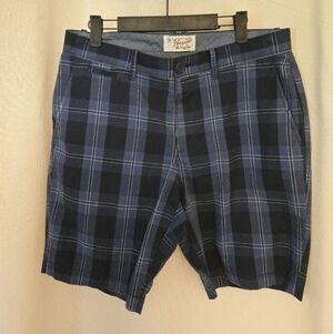 Original Penguin Blue Plaid Walking Shorts